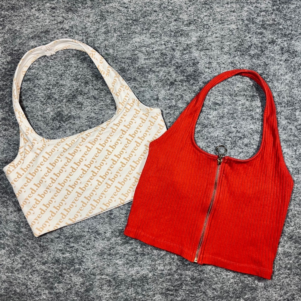 BUNDLE Heart & Hips Halter boyed Crop Top Women S‎ Y2K Streetwear Festival 90s